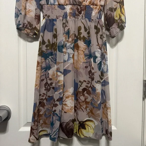 Chic Floral Midi Dress with V-Neck - Picture 4 of 12